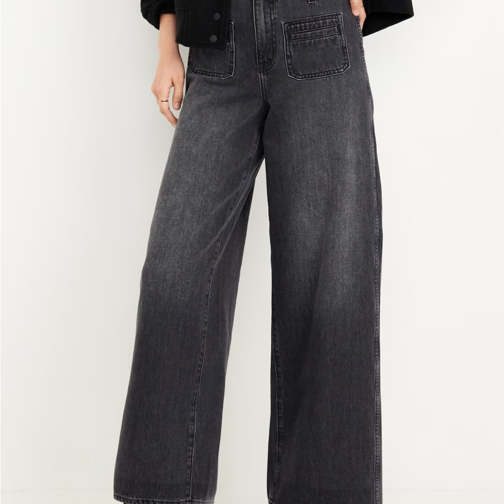 Old Navy High Waisted Baggy Wide Leg Jeans, Size 8P - Picture 2 of 7